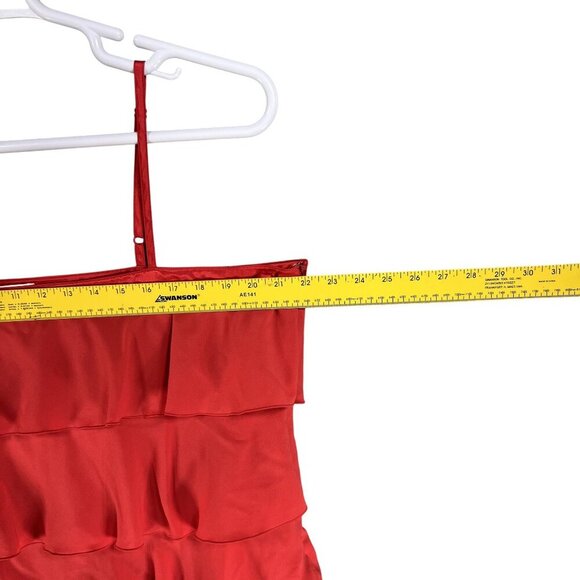 Old Navy Tiny Fit Womens 2X Red Silky Tiered Ruffle Camisole Satin Beachy Top - Picture 8 of 12